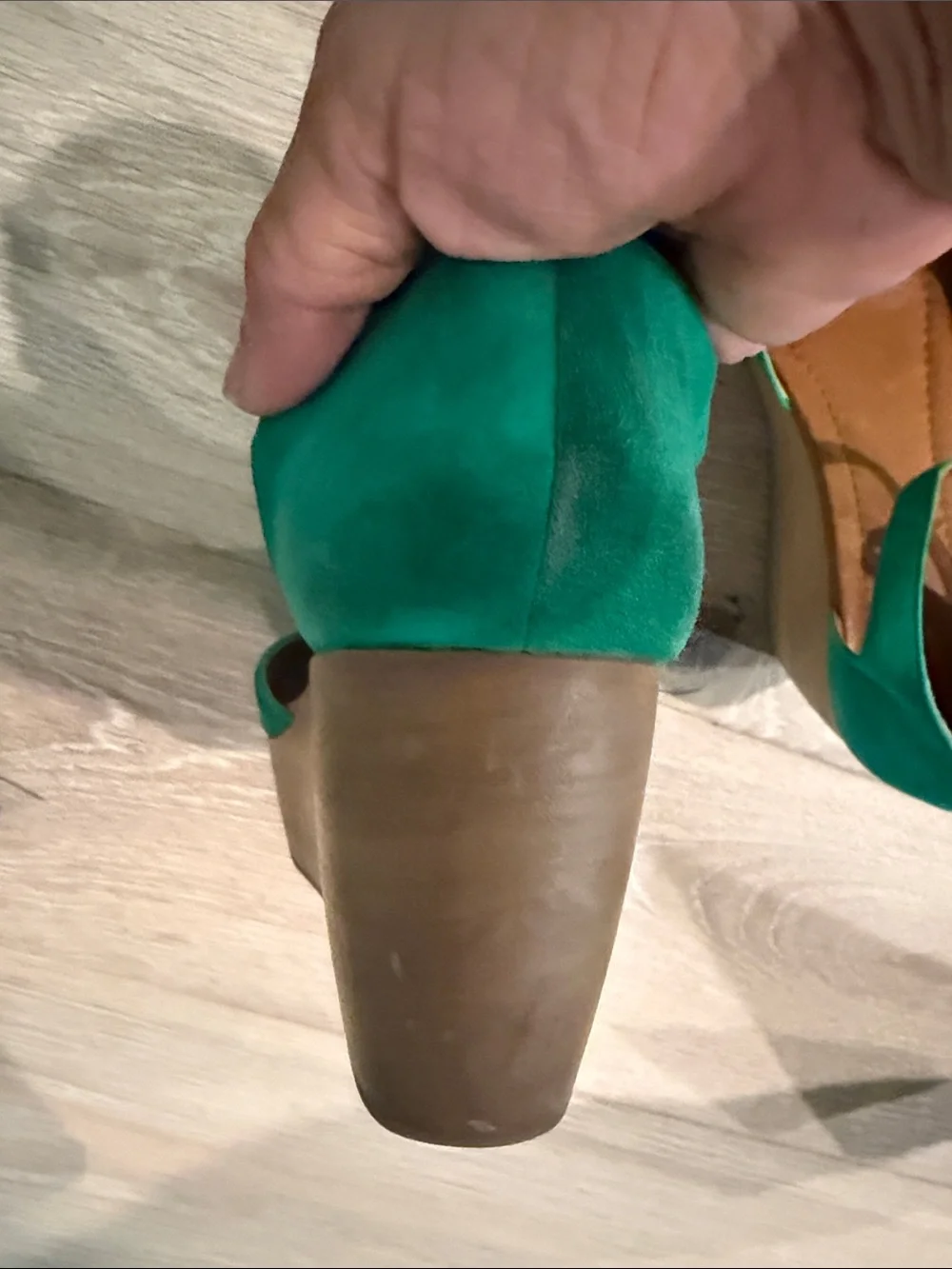 Madewell Teal Suede Wood Wedge Sandals